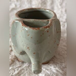 Handcrafted Elephant Ceramic Planter in Speckled Green